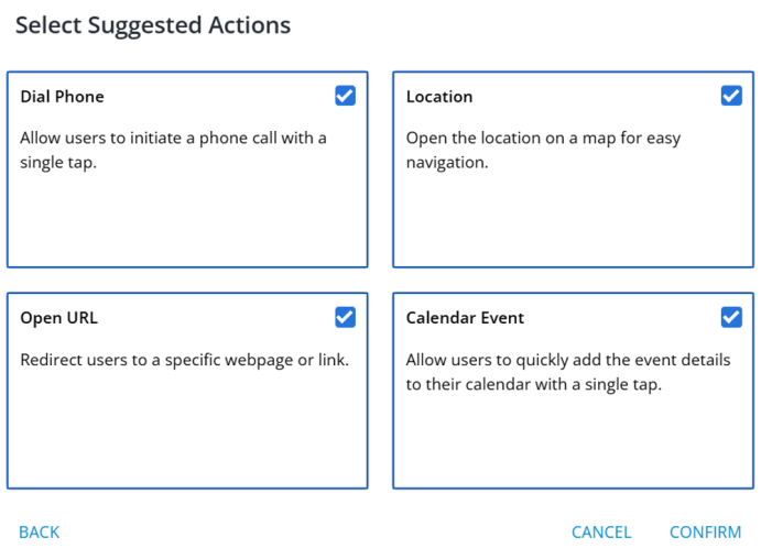 select suggested actions